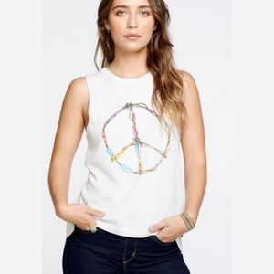 Chaser NWOT Peace Sign muscle tee